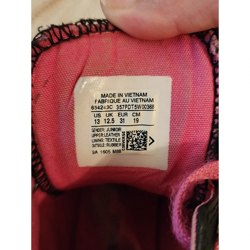 Converse Chuck Taylor All Star Brea Hi Pink Black Leather Shoes Kids Size 13